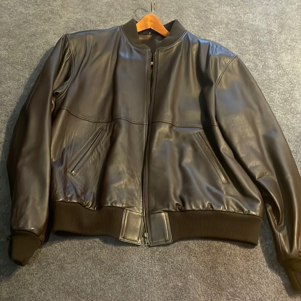 Kaltin brown leather jacket